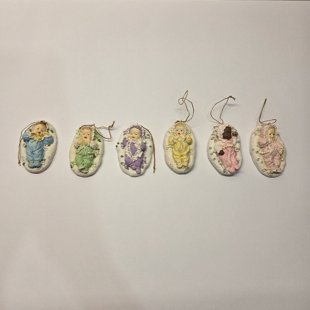 1994 Porcelain 1994 Ashton Drake Yolanda Bello Baby Ornaments Vintage Lot Of 6
